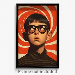 Russian Movie Poster - Boy Feeling Worried, Antique Black Framed Eyewear (Print)