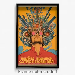 Russian Movie Poster - Man Feeling Admiration, Warped Animal Hat (Art Print)