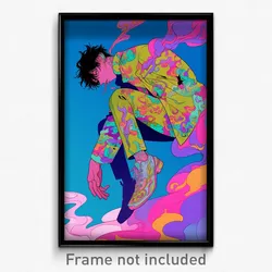 Art Poster - Boy Feeling Vicious Wearing Warlike Shoe Dangle (Art Print)