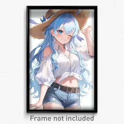 Anime Art Poster - Girl Feeling Amusement Wearing Merry Cowboy Hat (Print)