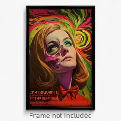 Russian Movie Poster - Girl Feeling Jubilation, Grimy Red Bowtie (Art Print)