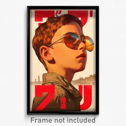 Hebrew Movie Poster - Boy Feeling Schadenfreude, Slim Aviator Sunglasses (Print)