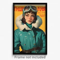 Russian Movie Poster - Girl Feeling Enjoyment, Sturdy Aqua Jacket (Art Print)