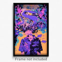 Anime Art Poster - Boy Feeling Guilt Wearing Awesome Purple Shirt (Print)