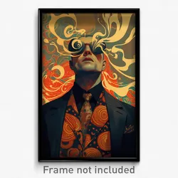 Art Poster - Man Feeling Joy Wearing Glamorous Neck Tassel (Art Print)
