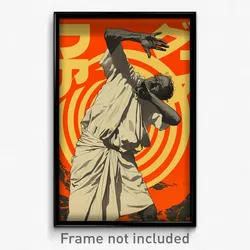 Greek Movie Poster - Man Feeling Grouchiness, Luxurious White Sarong (Art Print)