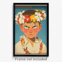 Icelandic Movie Poster - Boy Feeling Alarmed, Stunning Flower Necklace (Print)
