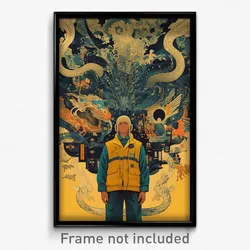 Icelandic Movie Poster - Man Feeling Disheartened, Worn Yellow Vest (Art Print)
