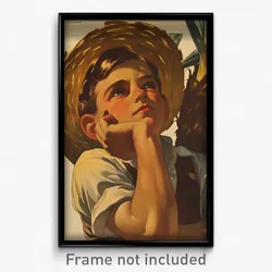 Greek Movie Poster - Boy Feeling Impatient, Brown Straw Hat (Greece Art Print)