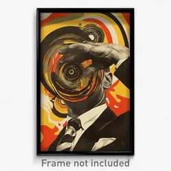 French Movie Poster - Man Feeling Optimistic, Drab Mechanical Halo (Art Print)