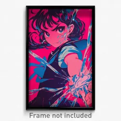 Movie Art Poster - Girl Feeling Grumpiness, Sparkling Two Tone Ribbon (Print)