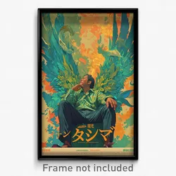 Indonesian Movie Poster - Man Feeling Bliss, Large Green Wings (Art Print)