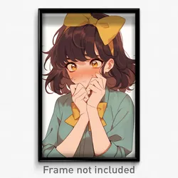 Anime Art Poster - Girl Feeling Nervous Wearing Well Made Yellow Bowtie (Print)
