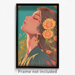 Icelandic Movie Poster - Woman Feeling Contentment, Gentle Anchor Hair Ornament