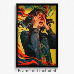Icelandic Movie Poster - Girl Feeling Shocked, Quizzical Denim Jacket (Print)