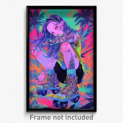 Art Poster - Girl Feeling Dominant Wearing Aged Roller Skates (Print)