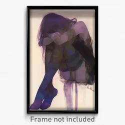 Art Poster - Girl Feeling Self Pity Wearing Tattered Purple (Print)