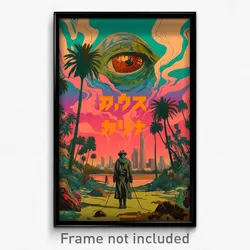 Hebrew Movie Poster - Tall Los Angeles (Israel Psychedelic Art Retro Film Print)