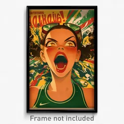 Mexican Movie Poster - Woman Feeling Thrilled, Athletic Green (Mexico Art Print)