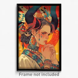 Spanish Movie Poster - Woman Feeling Annoyed, Thoughtful Horn Ribbon (Art Print)