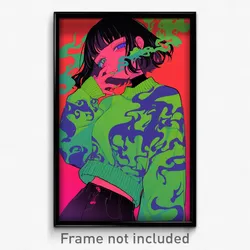 Anime Art Poster - Girl Feeling Reluctant Wearing Made Up Green Sweater (Print)