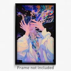 Anime Art Poster - Man Feeling Determined, Reflecting White Cardigan (Print)