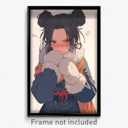 Anime Art Poster - Girl Feeling Rattled Wearing Bulky Mittens (Print)