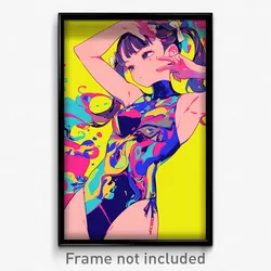 Anime Art Poster - Girl Feeling Homesickness, Unkempt Side Tie Leotard (Print)