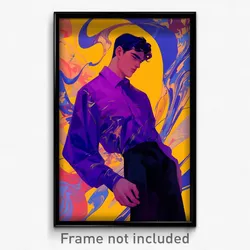 Art Poster - Man Feeling Obstinate Wearing Heavenly Purple Shirt (Print)