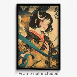 Chinese Movie Poster - Girl Feeling Thankful, Artistic Horn Ribbon (Art Print)