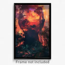 Art Poster - Glitchy Cloud Forest (Psychedelic Trippy Weird 11x17 Cartoon Print)