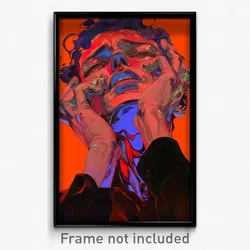 Anime Art Poster - Man Feeling Exasperated Wearing Vibrant Red Scrunchie (Print)