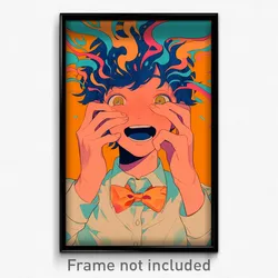 Anime Art Poster - Boy Feeling Pleased Wearing Flippant Orange Bowtie (Print)