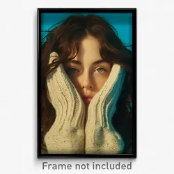 Art Poster - Woman Feeling Vicious Wearing Soft Mittens (Art Print)