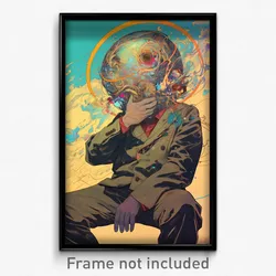 Art Poster - Man Feeling Attentiveness, Amazing Mechanical Halo (Art Print)
