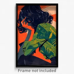 French Movie Poster - Woman Feeling Sorrow, Advanced Green Jacket (Art Print)