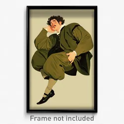 Art Poster - Man Feeling Puzzled Wearing Tidy Shoe Dangle (Art Print)