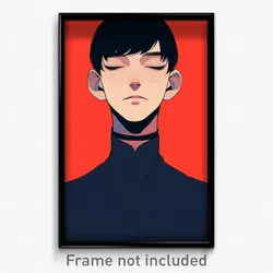 Art Poster - Man Feeling Exasperated Wearing Amusing Black Choker (Print)