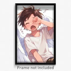 Anime Art Poster - Boy Feeling Yawning Wearing Silly Head Wings (Print)
