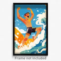 Icelandic Movie Poster - Boy Feeling Glee, Vibrant Brown Shorts (Art Print)