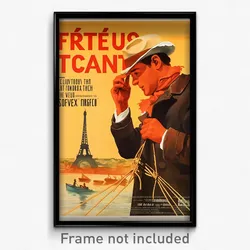 French Movie Poster - Man Feeling Suspicious, Outstanding String (Art Print)