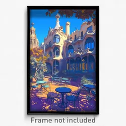 Art Poster - Deserted Barcelona (Psychedelic Trippy Weird 11x17 Print)