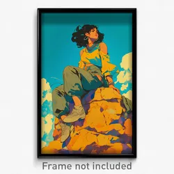 Movie Art Poster - Woman Feeling Serenity, Upbeat Yoga Pants (Retro Film Print)