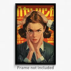 Thai Movie Poster - Woman Feeling Exasperated, Slim Colored Stripes (Art Print)