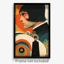 Spanish Movie Poster - Man Feeling Focused, Gray Collared Dress (Art Print)