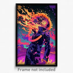 Movie Art Poster - Oval Bonfire (Psychedelic Trippy Retro Cartoon Film Print)