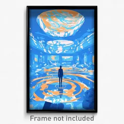 Greek Movie Poster - Light Blue Hotel Lobby (Greece Retro Film Art Print)