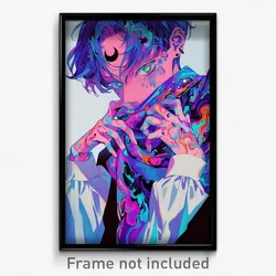 Art Poster - Boy Feeling Undermined Wearing Grandiose Purple Scarf (Art Print)