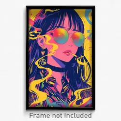 Art Poster - Girl Feeling Attraction, Striking Aviator Sunglasses (Art Print)