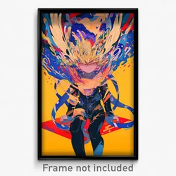 Anime Art Poster - Boy Feeling Coercive Wearing Dramatic Head Wings (Print)
